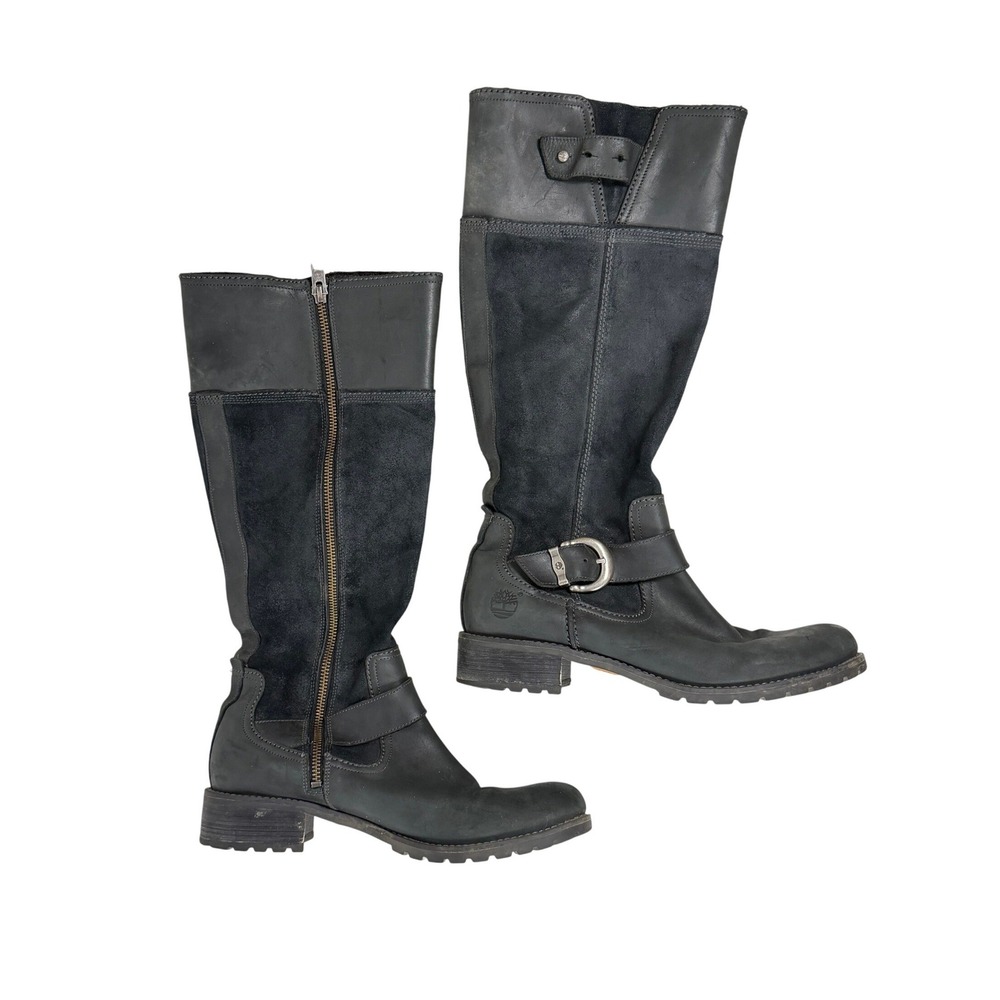 Timberland Genuine Leather Suede Zip Buckle Knee High Boots US 9 EU 40 - Picture 2 of 8